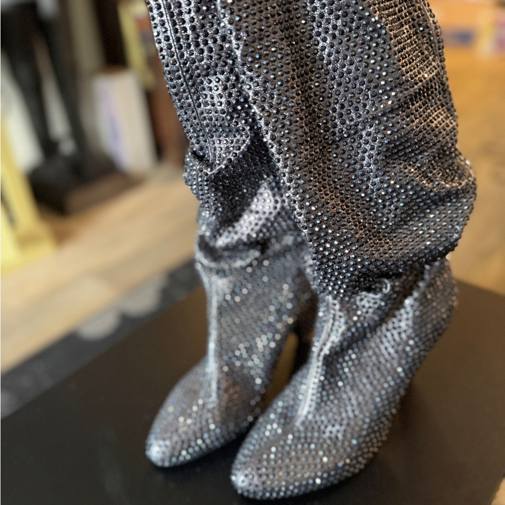 Sparkle Slouch Knee-High Boots - Silver INC International Concepts size 9